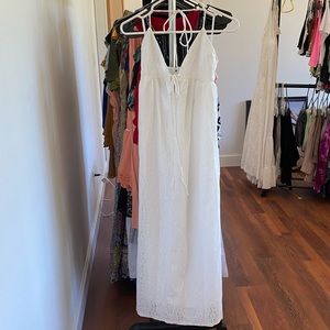 Zara white crochet eyelet maxi open back tie front